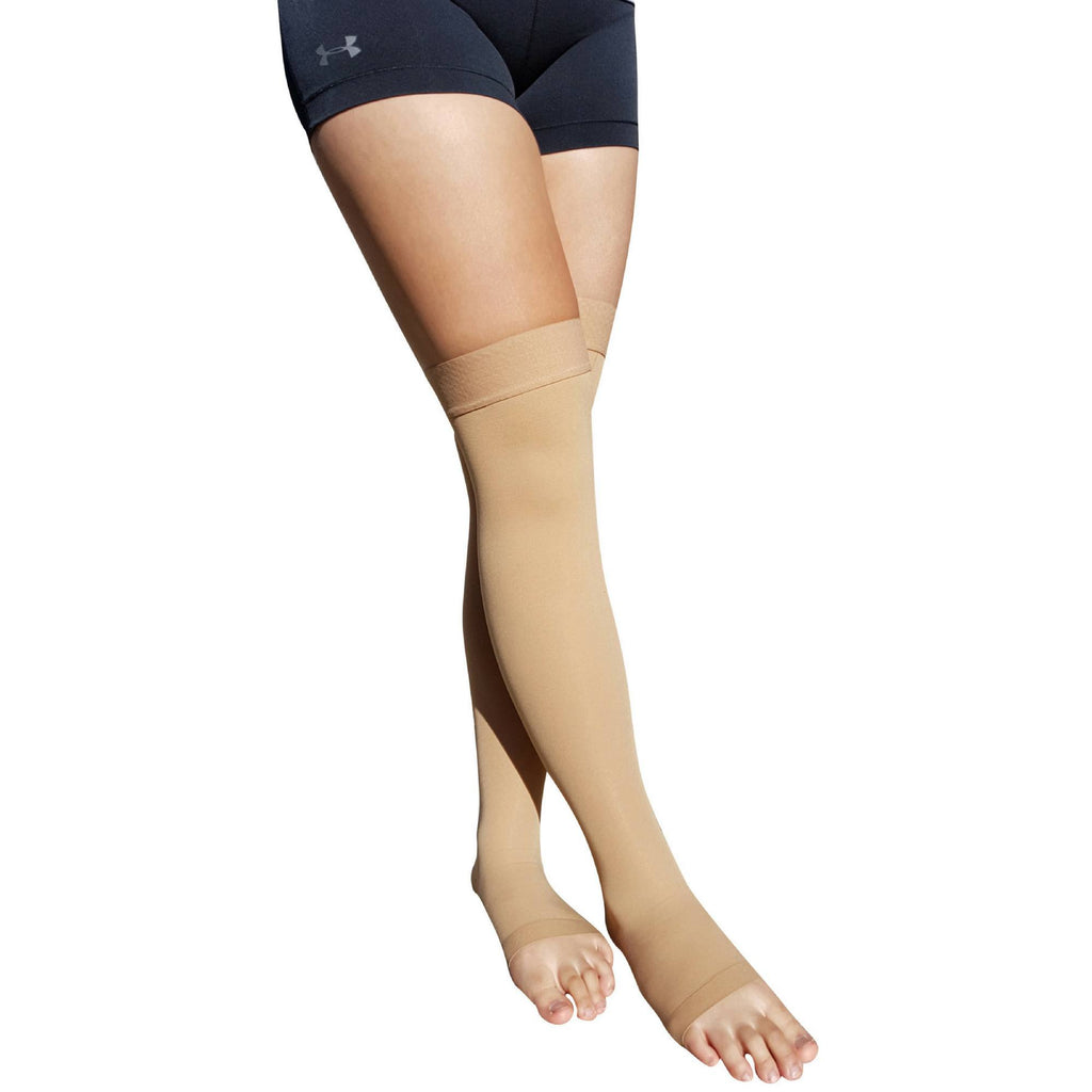 Thigh High Open Toe Compression Stockings 20 - 30 mmHg – BeVisible Sports