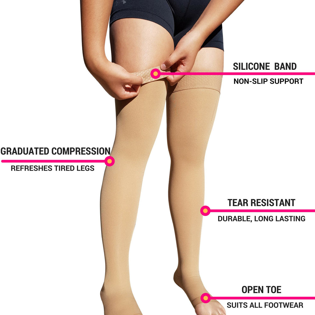 Compression Wear - Thigh High Open Toe Compression Stockings